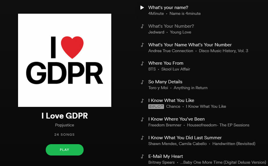 GDPR spotify playlist