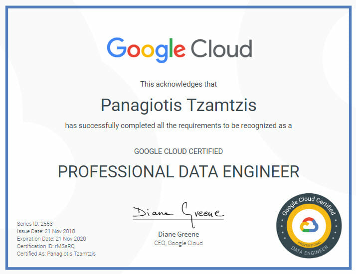 Google cloud - Professional data engineer certification
