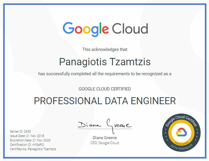 Preparing For The Google Cloud Professional Data Engineer Certification Panagiotis Tzamtzis Panagiwths Tzamtzhs